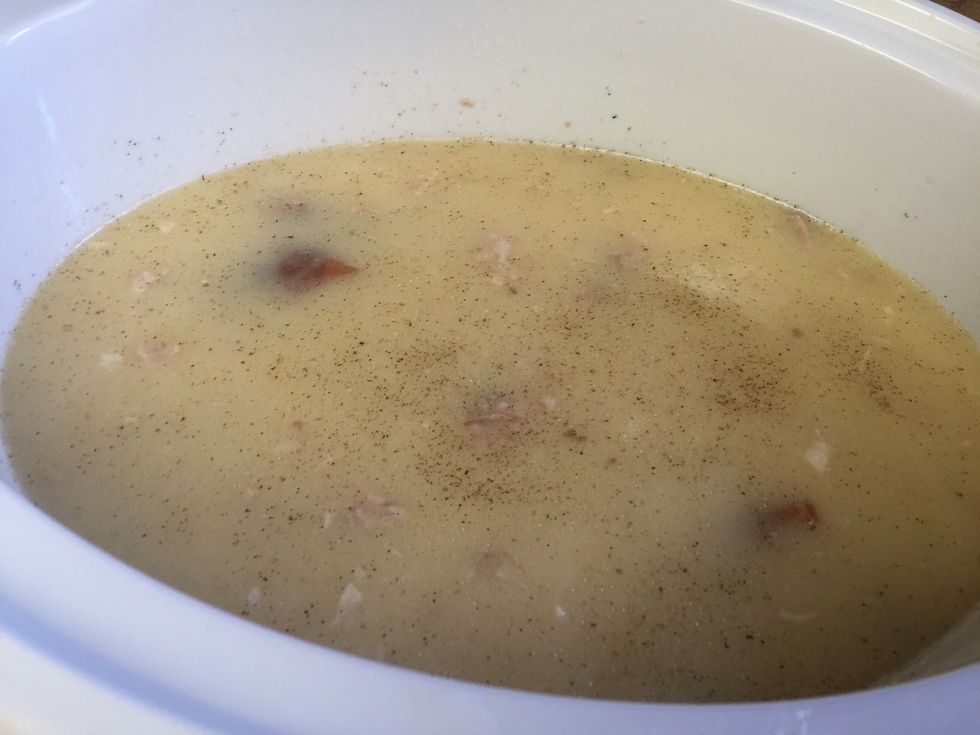 Taste broth and add salt and pepper to taste.