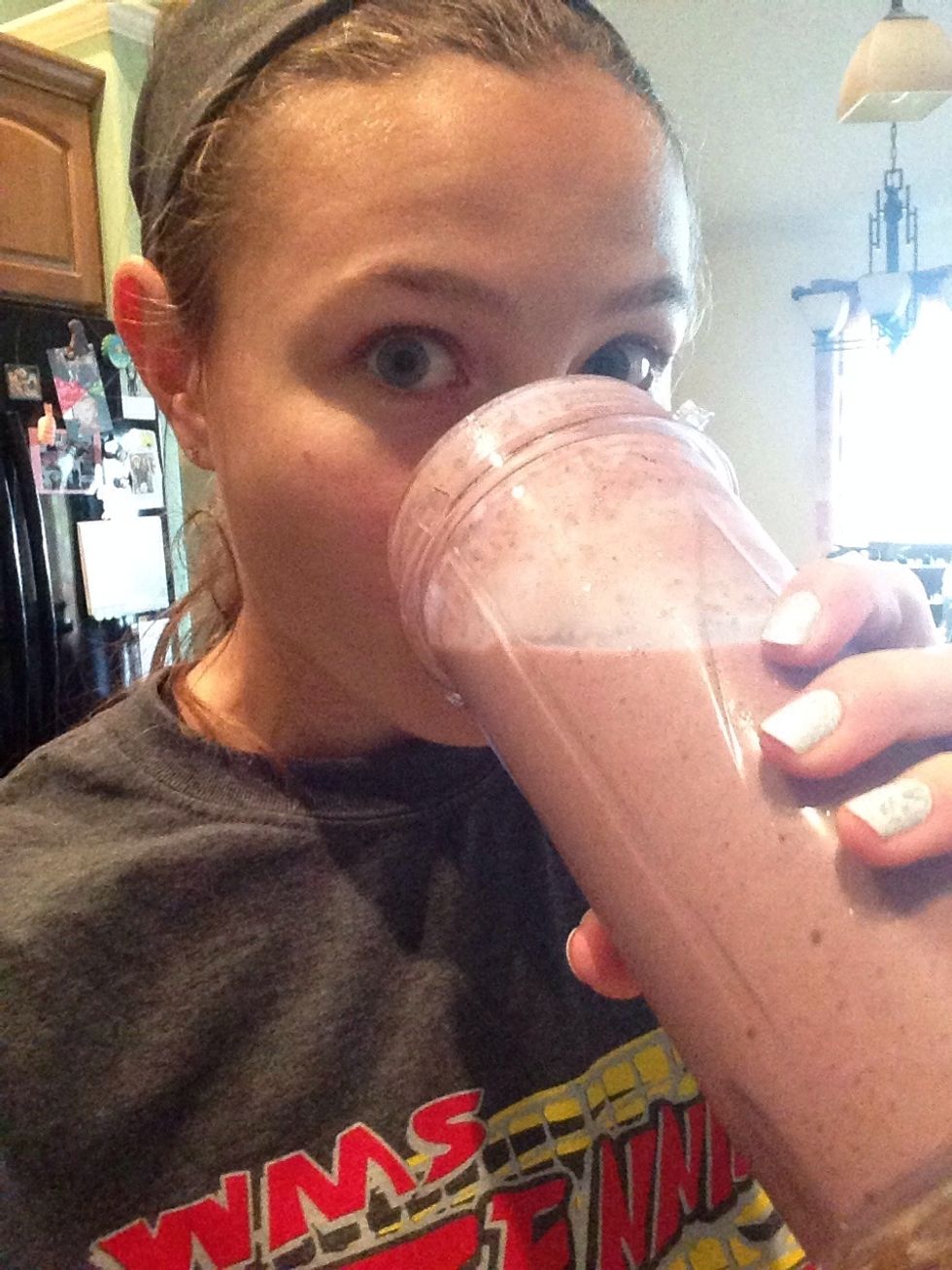 Taste if it needs more of anything. For a creamier texture add more yogurt. For a thinner texture add more milk. To sweeten add agave.