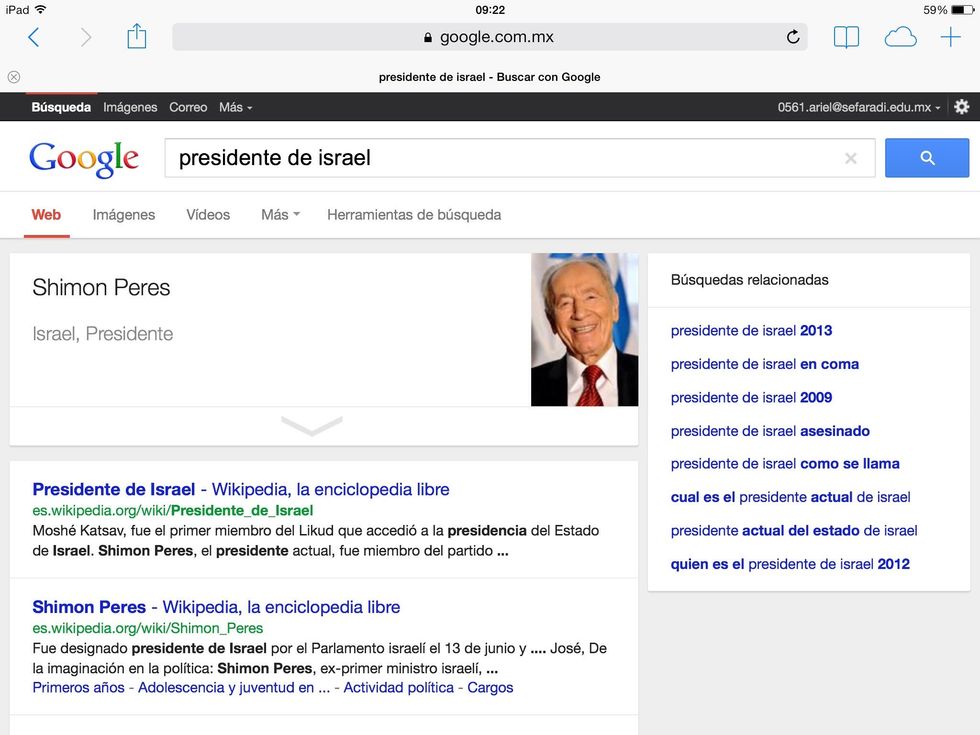 Te tienes que meter a una p\u00e1gina confiable para saber bien acerca de Shimon Peres presidente actual de Israel