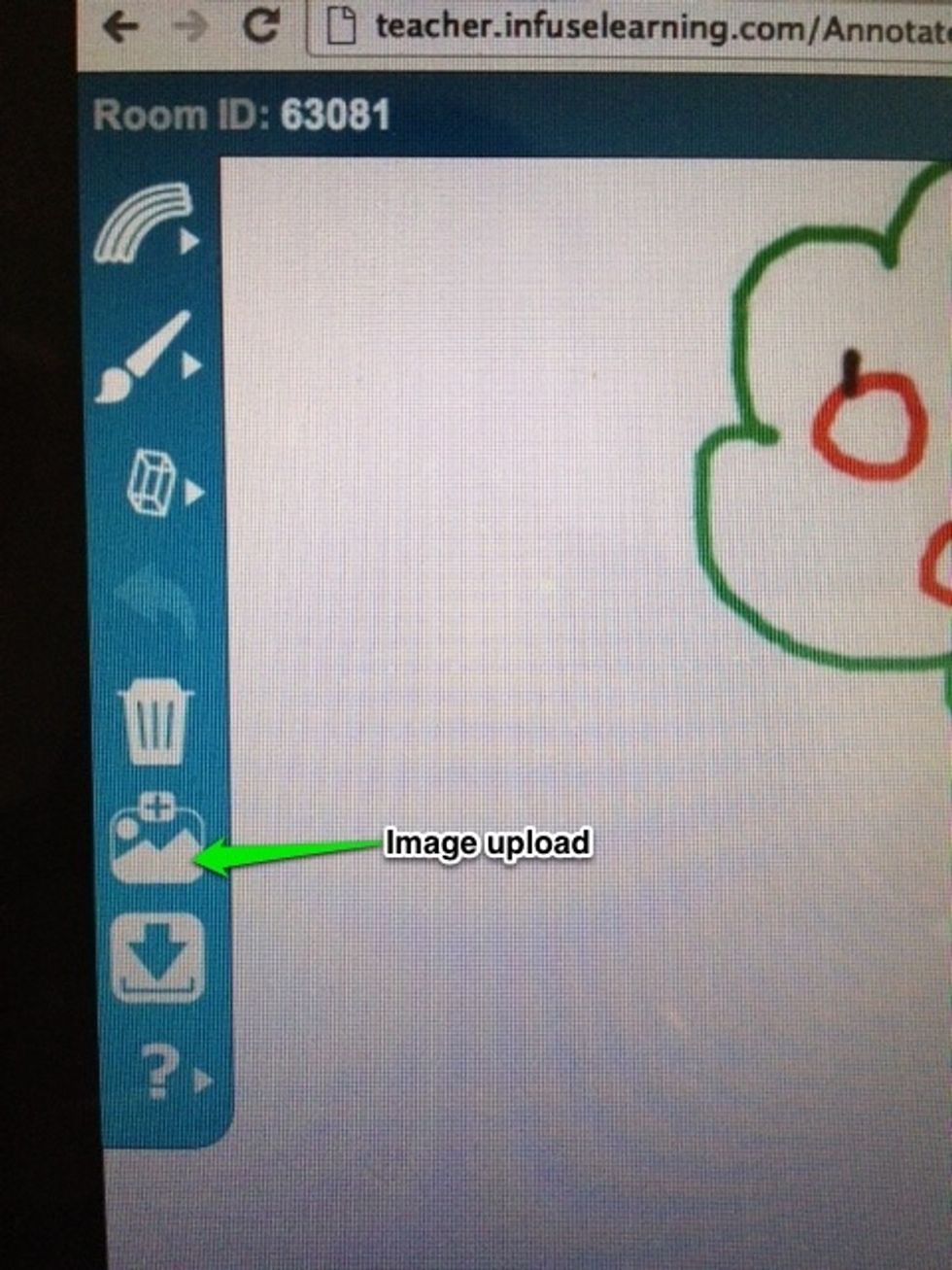 Teacher View: The image upload icon on the InfuseDraw toolbar allows images (currently computer only*) to be uploaded to the InfuseDraw platform.