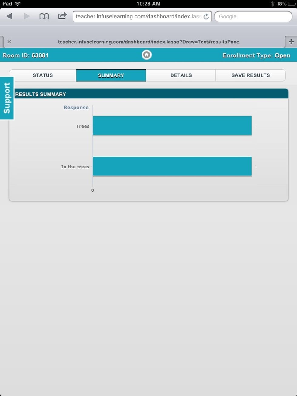 Teacher View: The "Summary" & "Details" tabs provide student response information (just like Quick Assessment questions).
