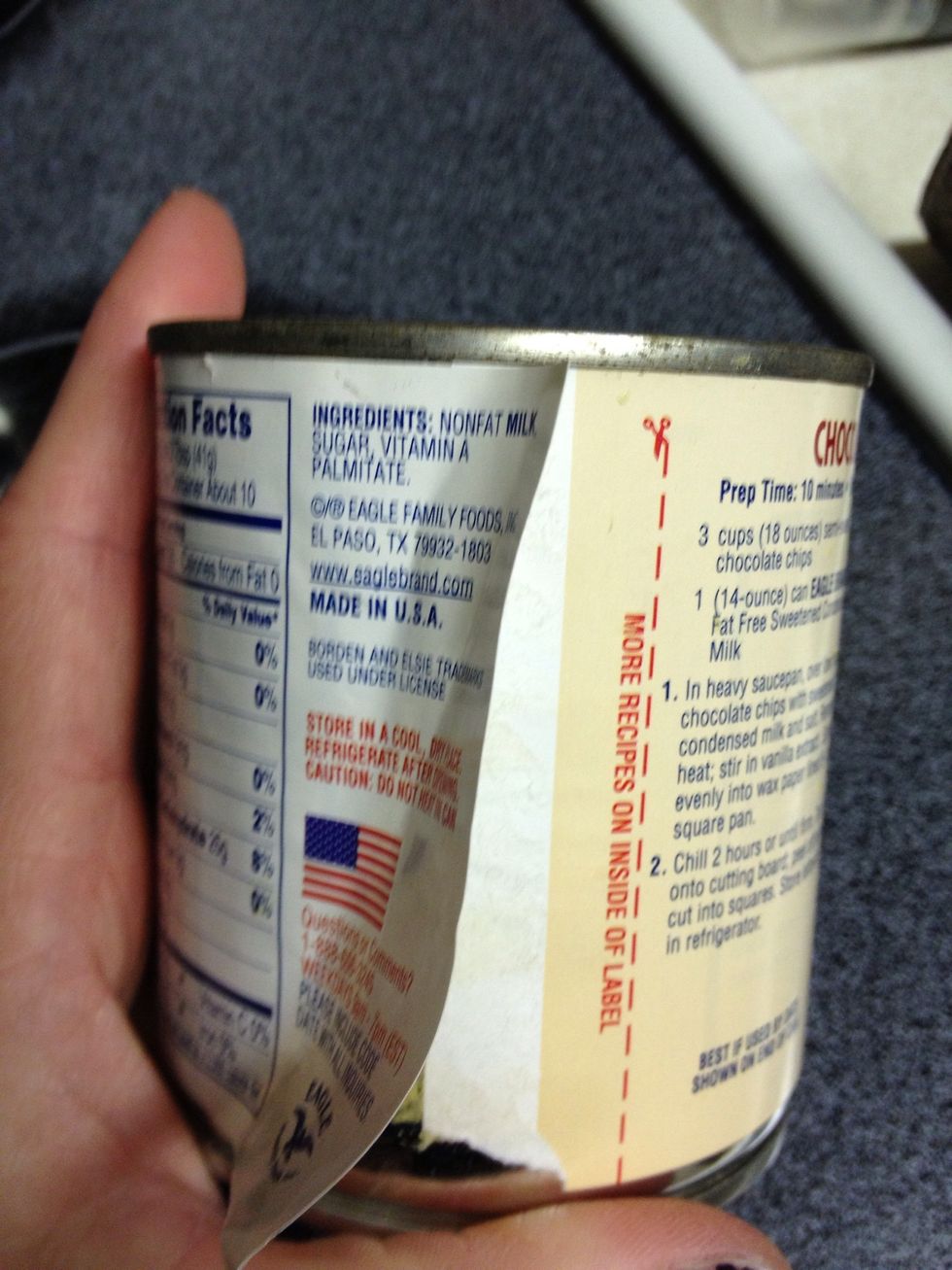 Tear label from bottle.