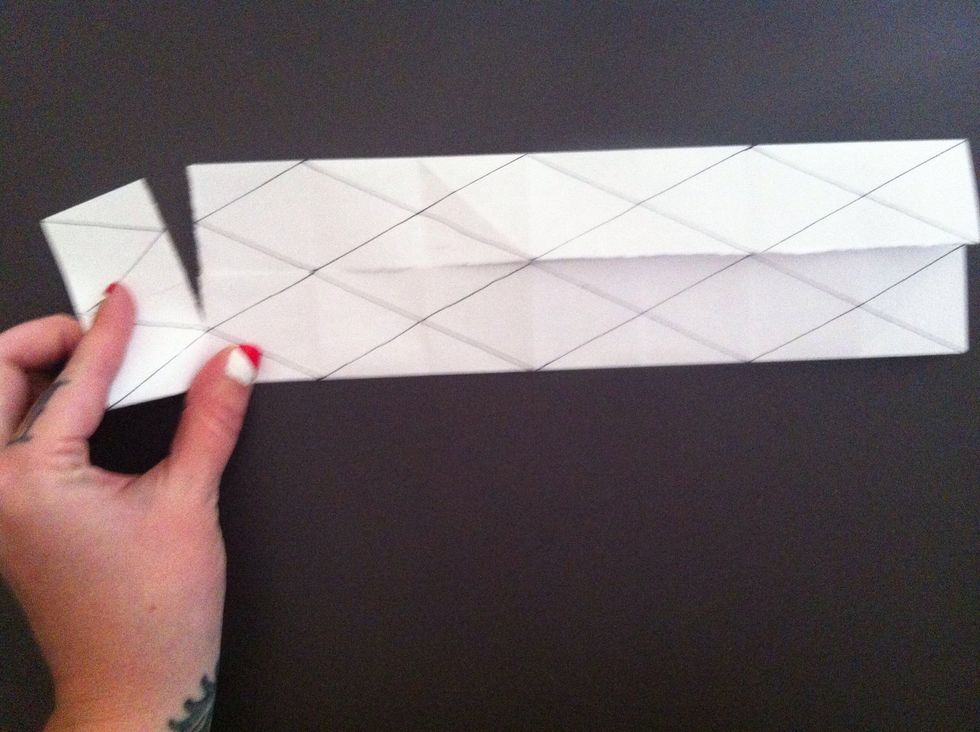Tear off left edge (If u skip 14-16, u dont have to. u'll tuck it into itself further in step 28 is all...if that makes sense?). Now fold on all lines (easy if u lay ruler on line n fold over it).