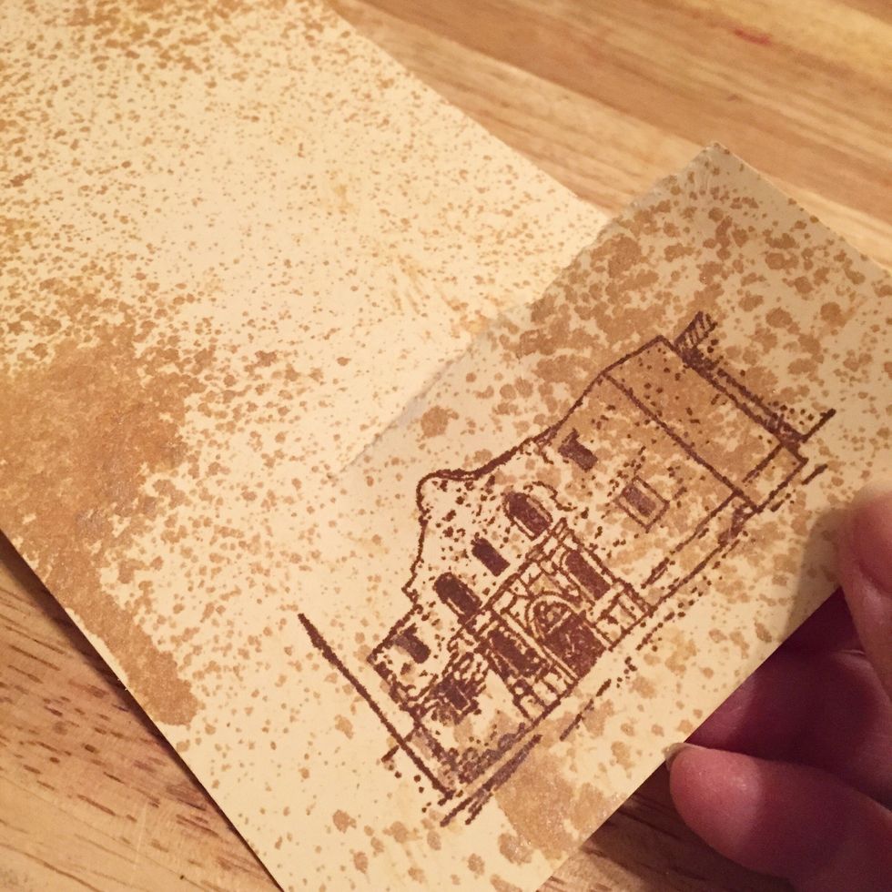 tear off stamped design at bottom of tag