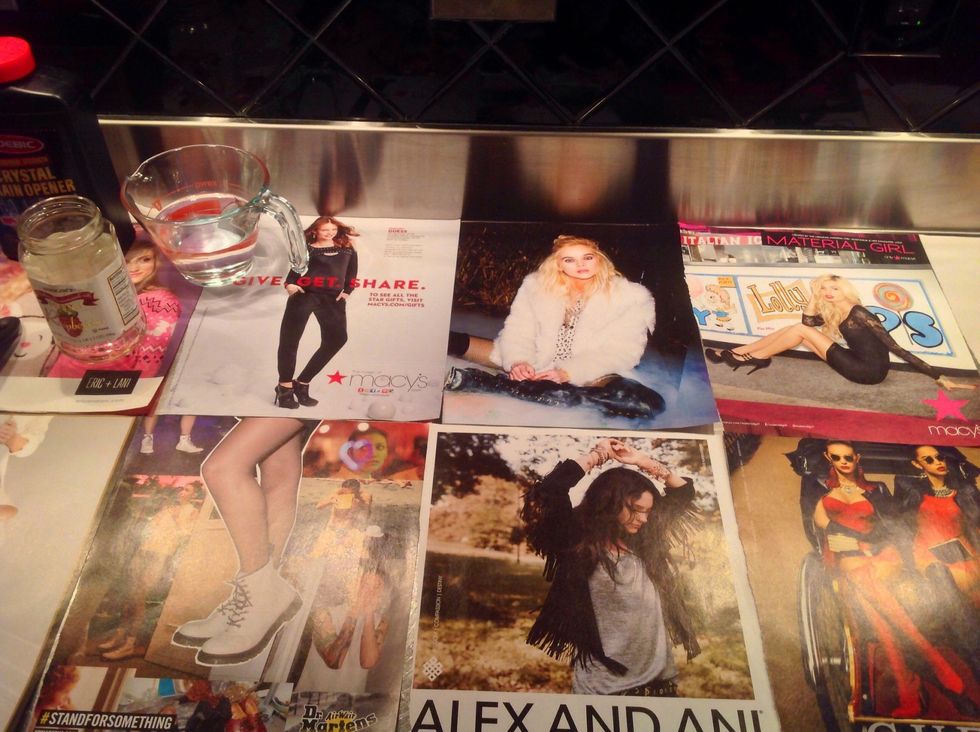 Tear sheets from your magazine and spread across counter space. Make sure to cover all areas!