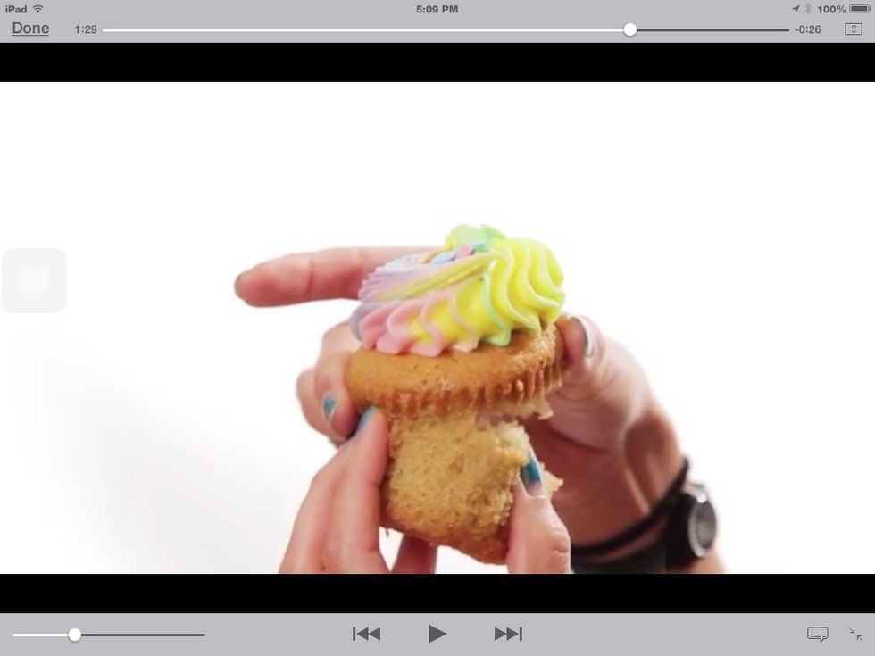 Tear the bottom of the cupcake
