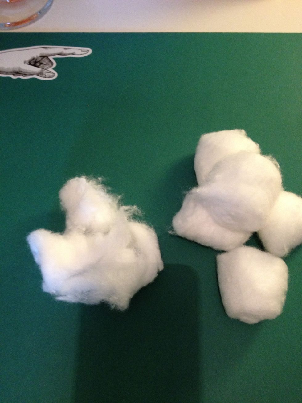 Tear up cotton wool balls to make it easier to stuff the monkey. You will need about half a bag per monkey.