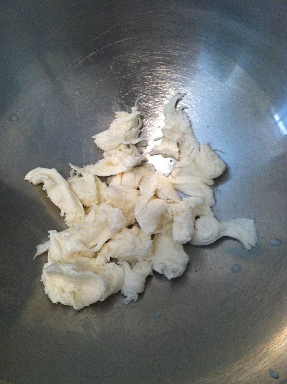 Tear up the cheese into chunks. I like my mozzarella chunks a little larger than bite sized.