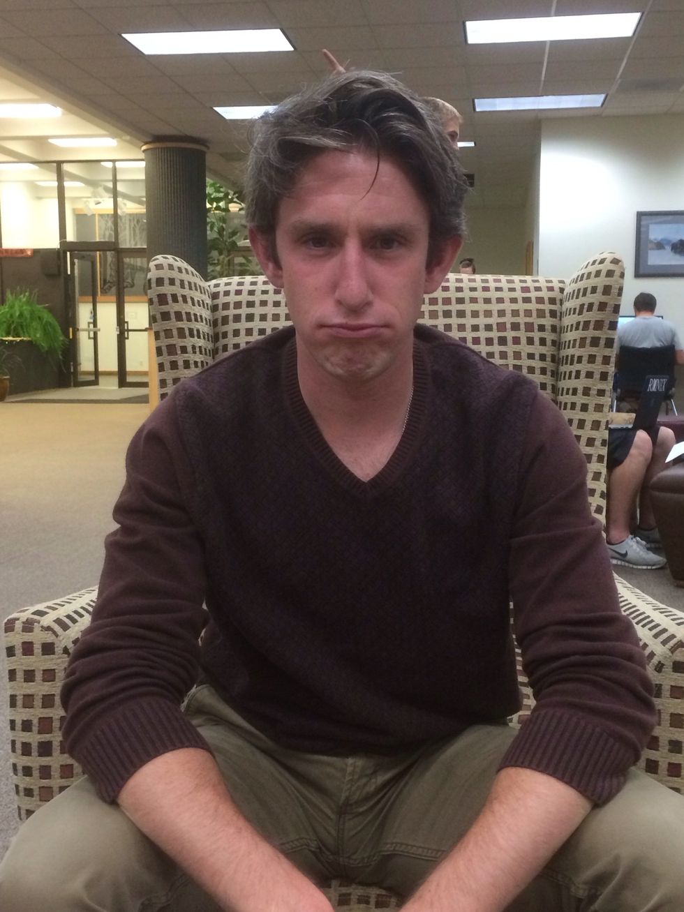 Tell someone your stomach is upset.