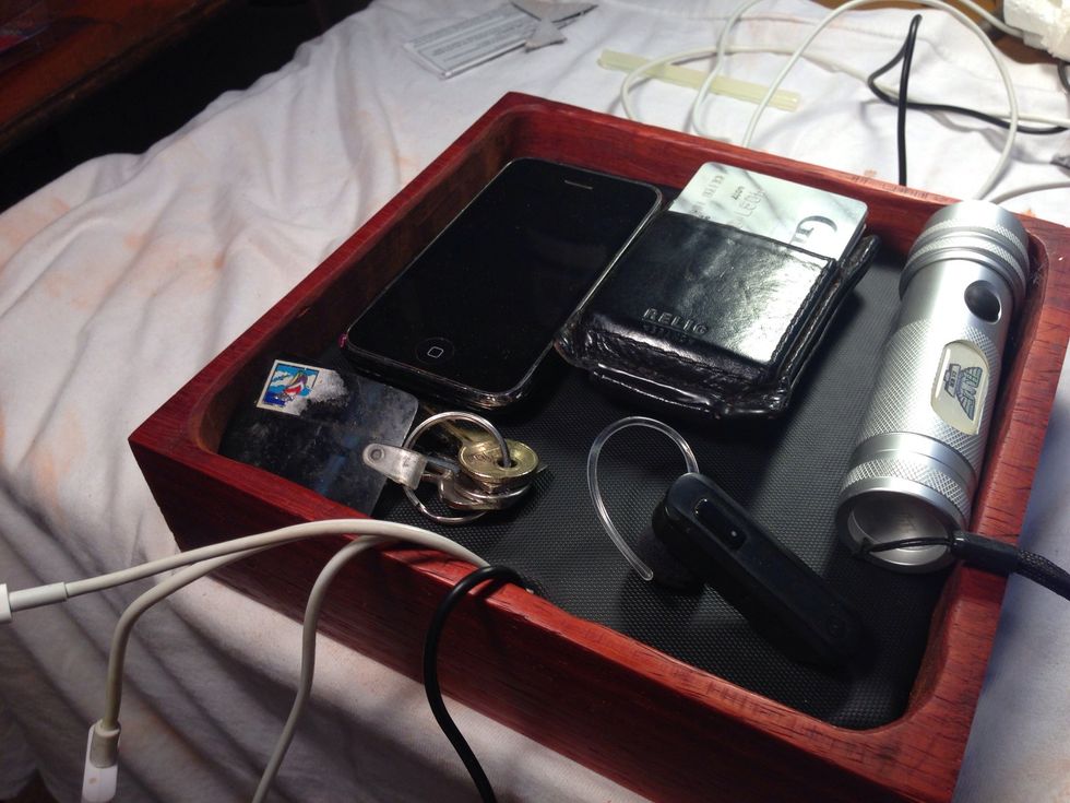 Test fit, Move cables and devices around to fit to your likening.Note depth of leather board.