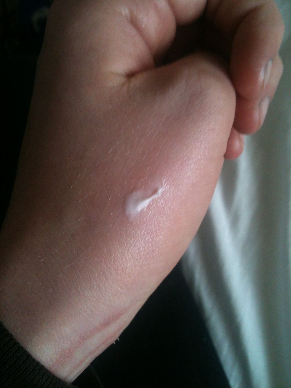Test it out on the back of your hand. If you're happy with it, you can stop now but I want to put a little bit more eyeshadow in