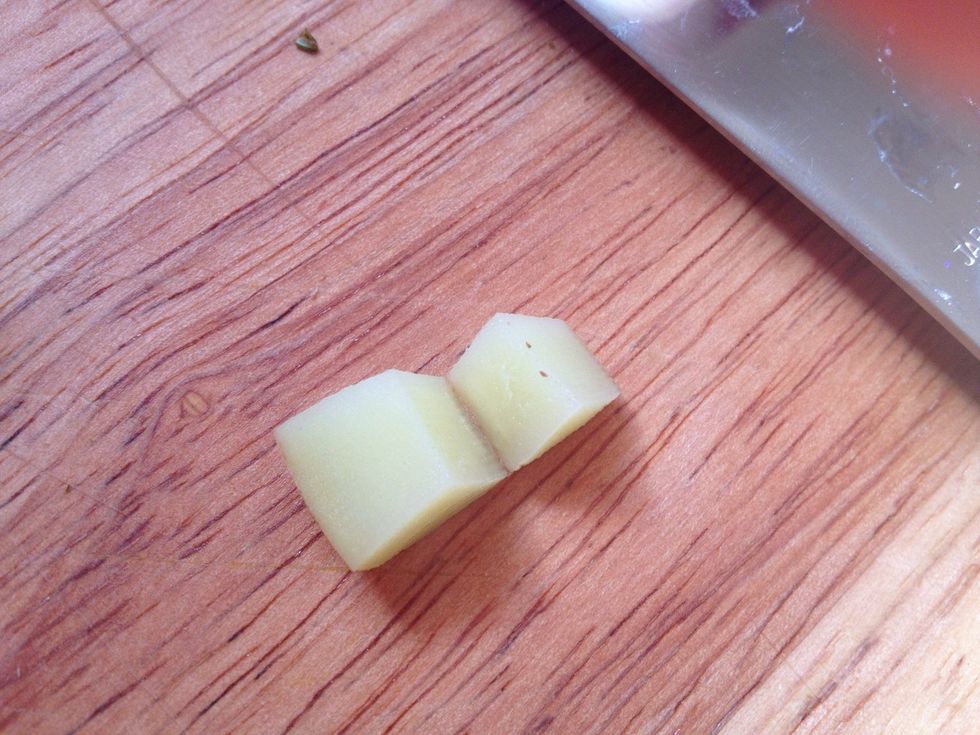 Test to see if potatoes are done by taking a piece and cutting it. If it's very easy for the knife to slide into they are done!