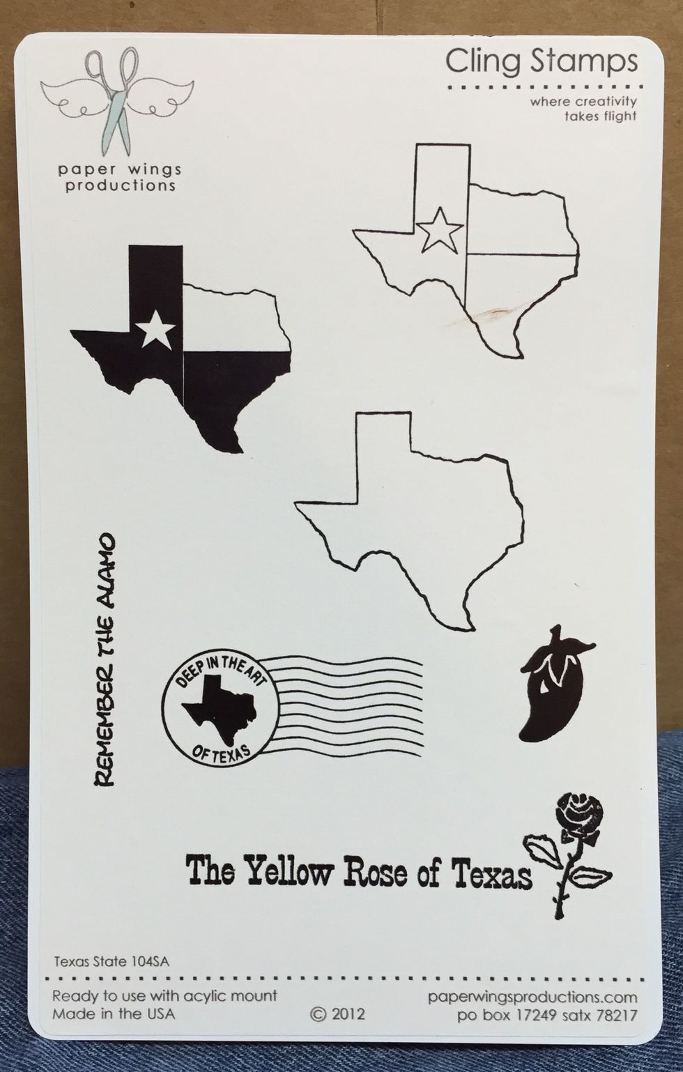 Texas State Stamps from Paper Wings Productions - "open texas shape" stamp is used in project...