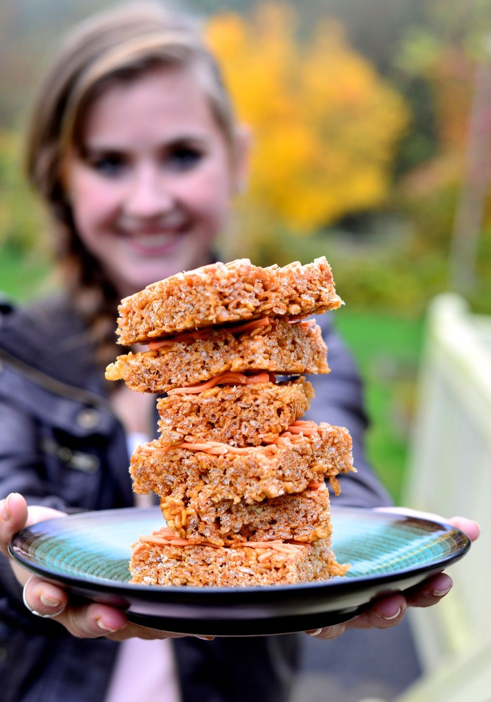 Thanks to my lovely friend Sarah for assisting in modeling for the fall pumpkin treats!
