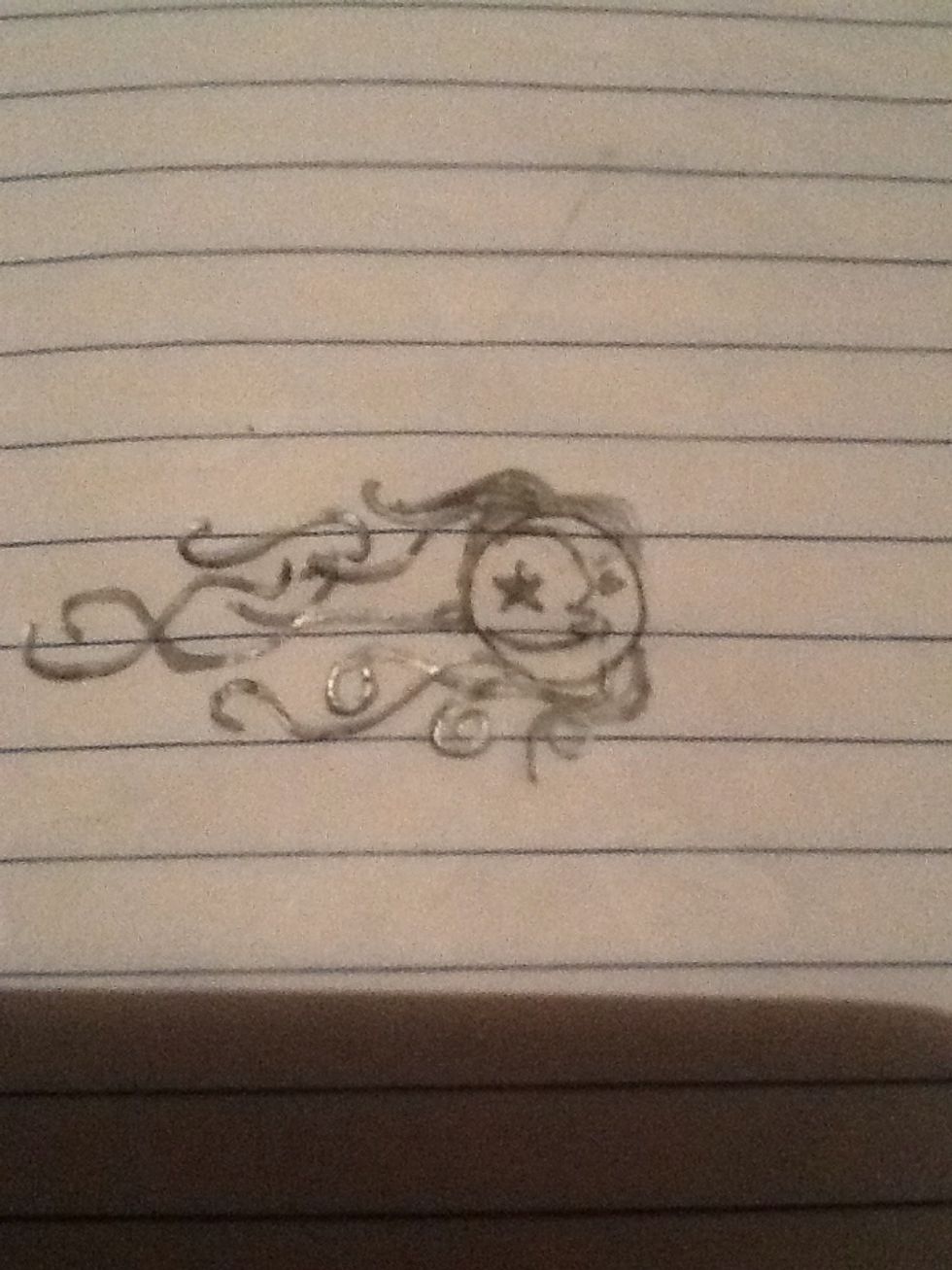 That's a moon with a face and a star in the circle btw it's called"moon that shines with the wind"