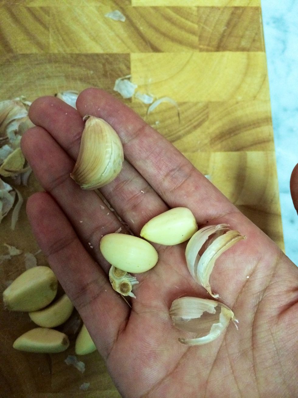 That's it! A whole head peeled minus one clove. WHO cares? Right?! :)