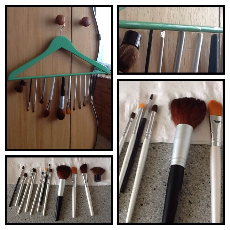 That's it! So simple! Now wait until they are all dry, remove the tape and use your nice clean brushes again! If you got any other ideas on how to dry your brushes please leave a comment \ud83d\udc4d