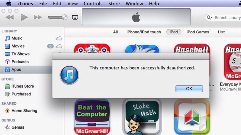 That's it. Your computer has been deauthorized  and you can use that authorization on another computer.
