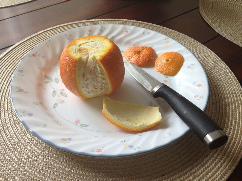 That's one portion off! The slits over the peels enable you to peel a portion at a time, making it very easy