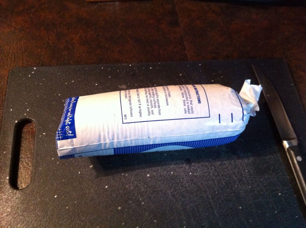 Thaw out pork breakfast sausage. This is from our homegrown pig. \ud83d\udc37