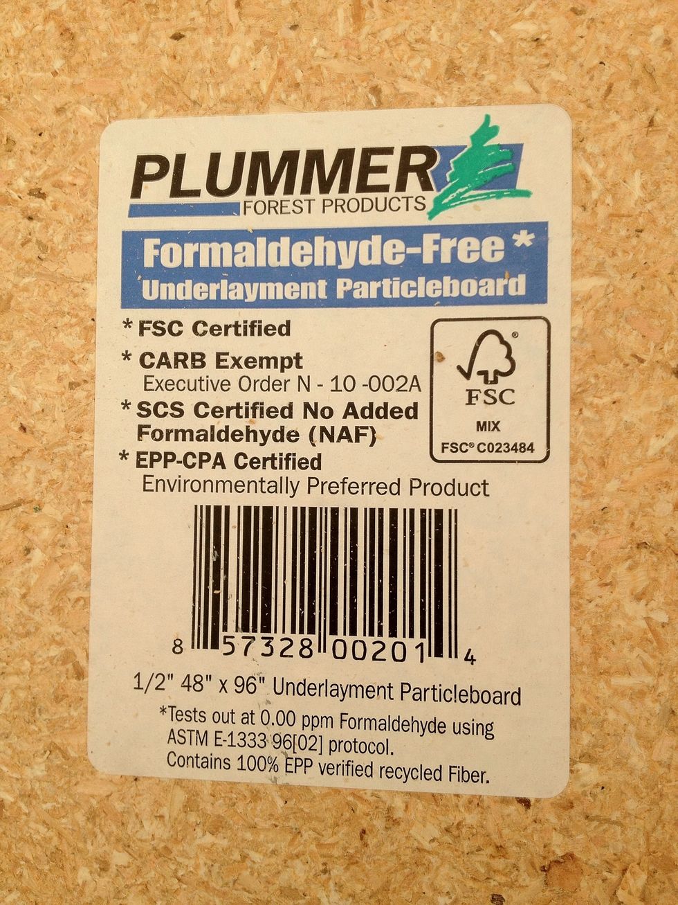 The 1/2" MDF I got at my Home Depot had this label.