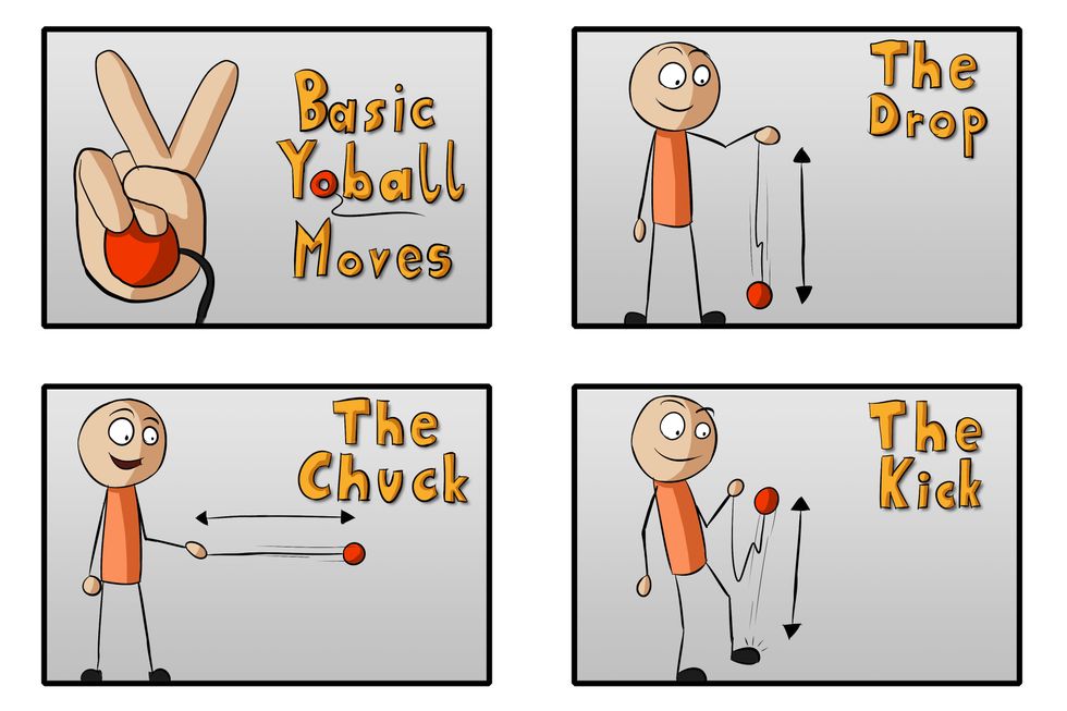 The 3 basic moves are illustrated here. They are fairly easy to master and compared to the traditional Yo-Yo it's much less frustrating. Invent your own games and moves - there are no rules!