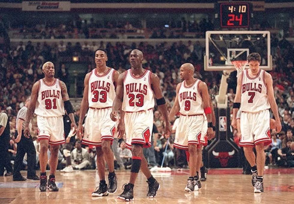 The '96 Chicago Bulls went down as one of best team in NBA history. They succeeded because they held their heads high when Jordan retired;When he came back, they had the best season any team ever had.