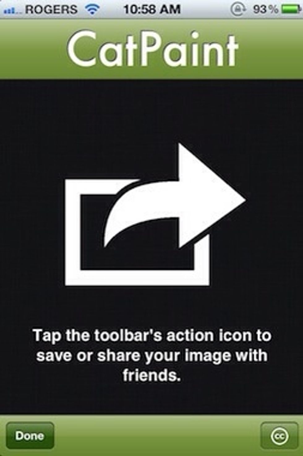 The action toolbar item allows you to share images with your friend, via email, Twitter, Facebook etc.
