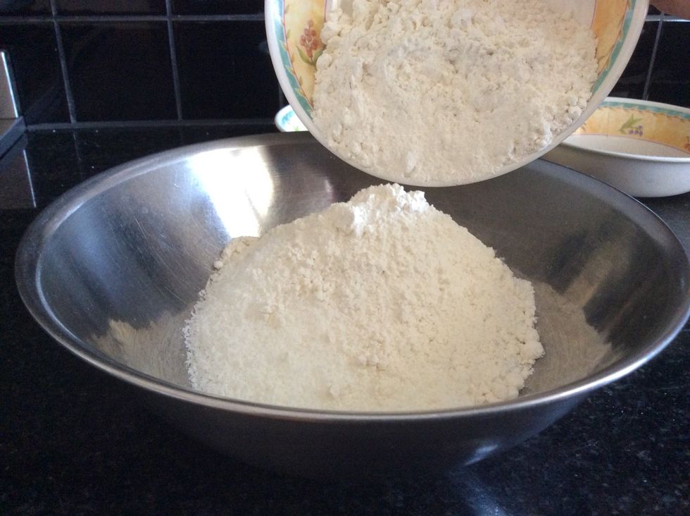 The add in 1 cup of plain flour to the caster sugar