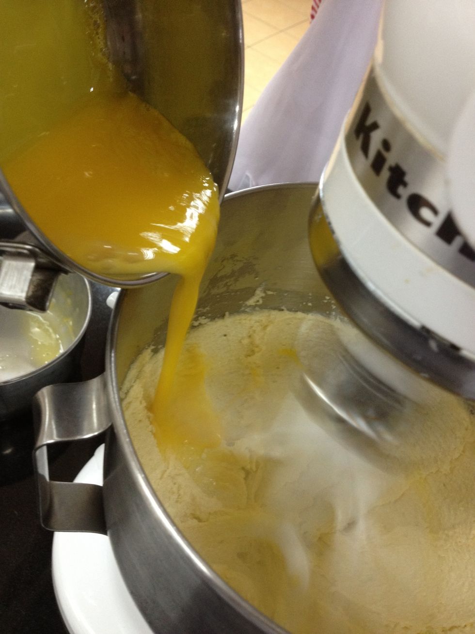 The add it to the butter mixture along with vanilla. I used vanilla bean paste which gives a deeper, more delicious vanilla flavor. Usual vanilla extract would work just fine as well. :)