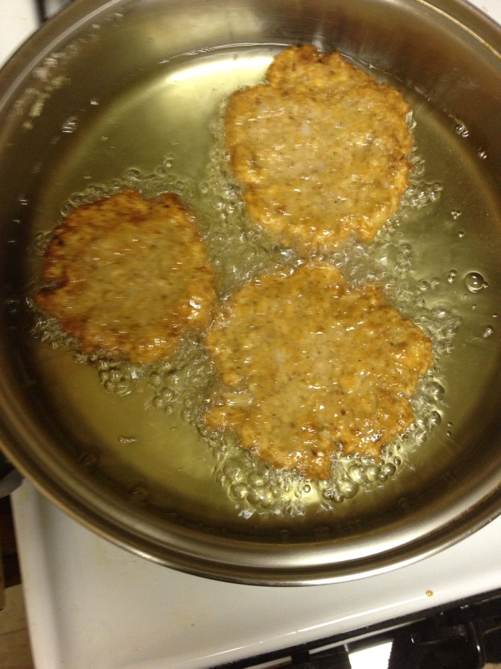 The amount of time you should fry these really just depends on how hot your grease is. Either way they should be golden brown like this.