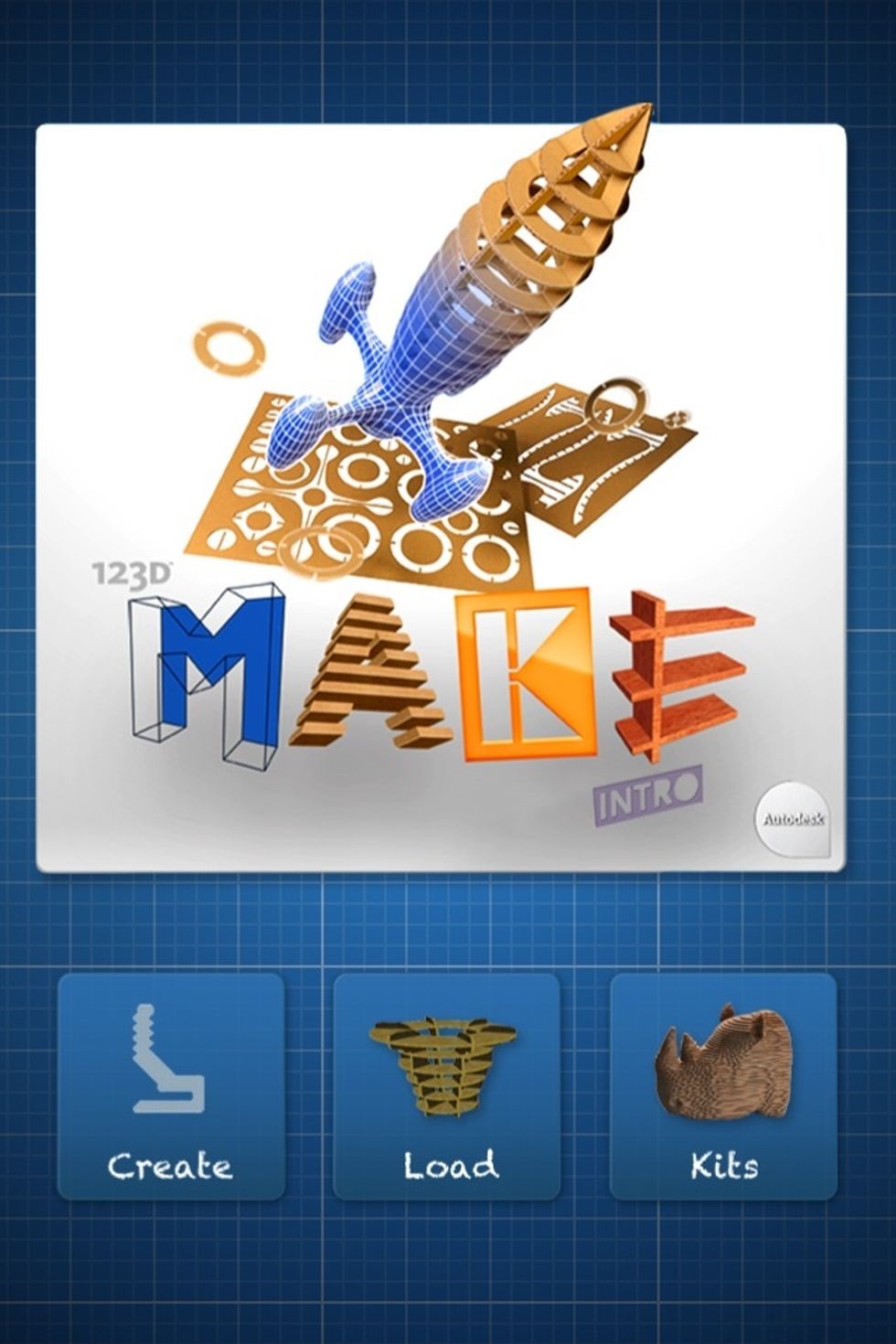 The app is called 123D Make and it's free in iTunes. With it you can actually design 3D cardboard sculptures. Let's get started. Tap "Create".