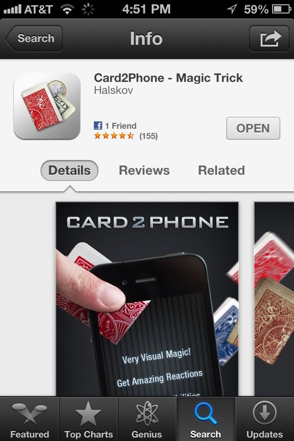 The app is called Card2phone. I believe the pro version is $3.99 right now. The pro version has many more objects you can put in your screen. They're constantly adding more.