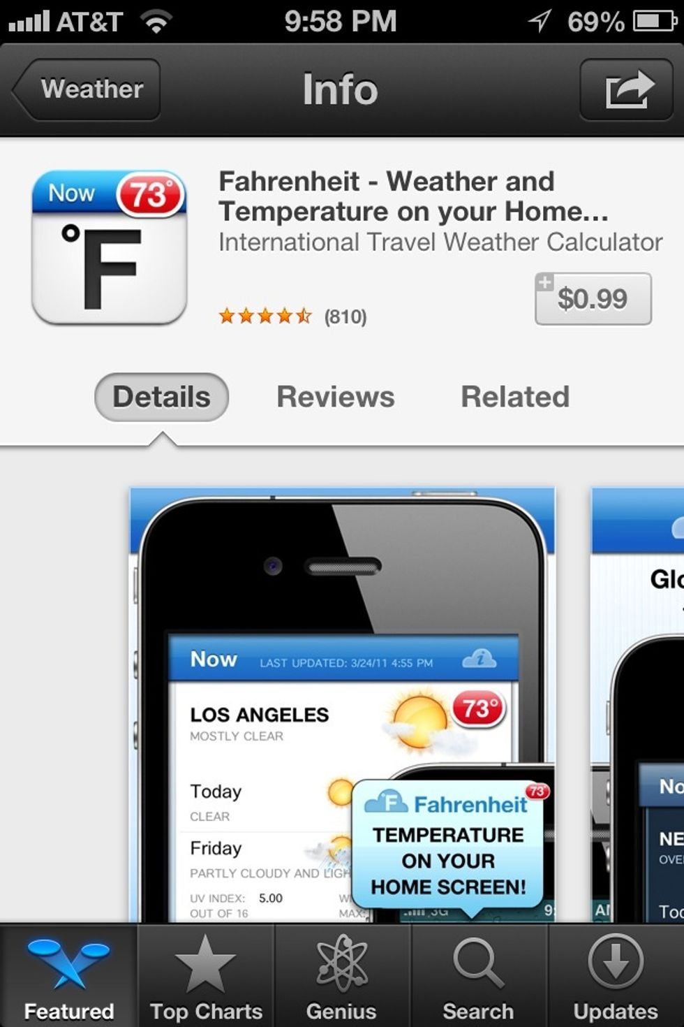 The app is called Fahrenheit - Weather and temperature on your home screen ($.99). They also have a free trial version that works for a short period of time to test it out.