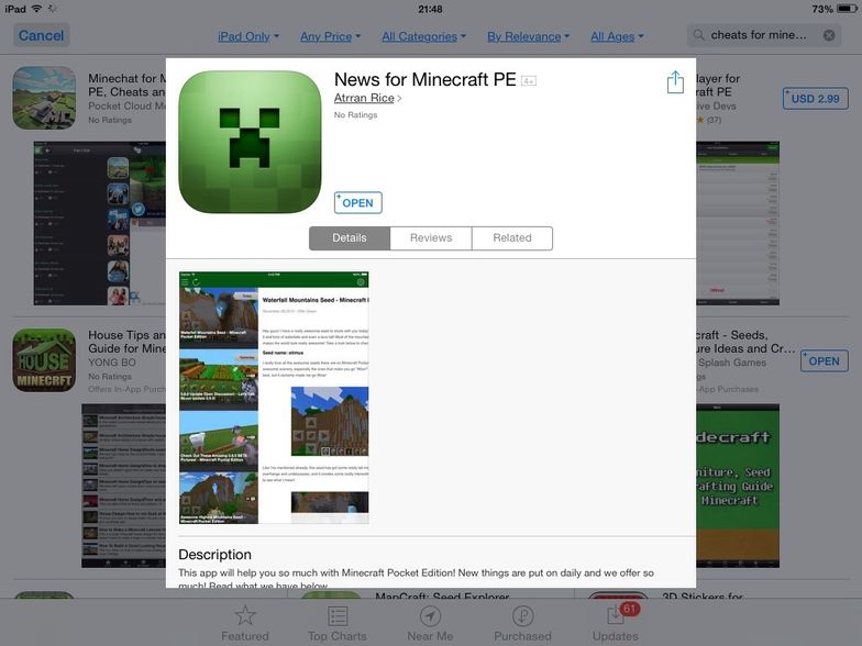 Over Christmas, Minecraft: Pocket Edition won the App Store