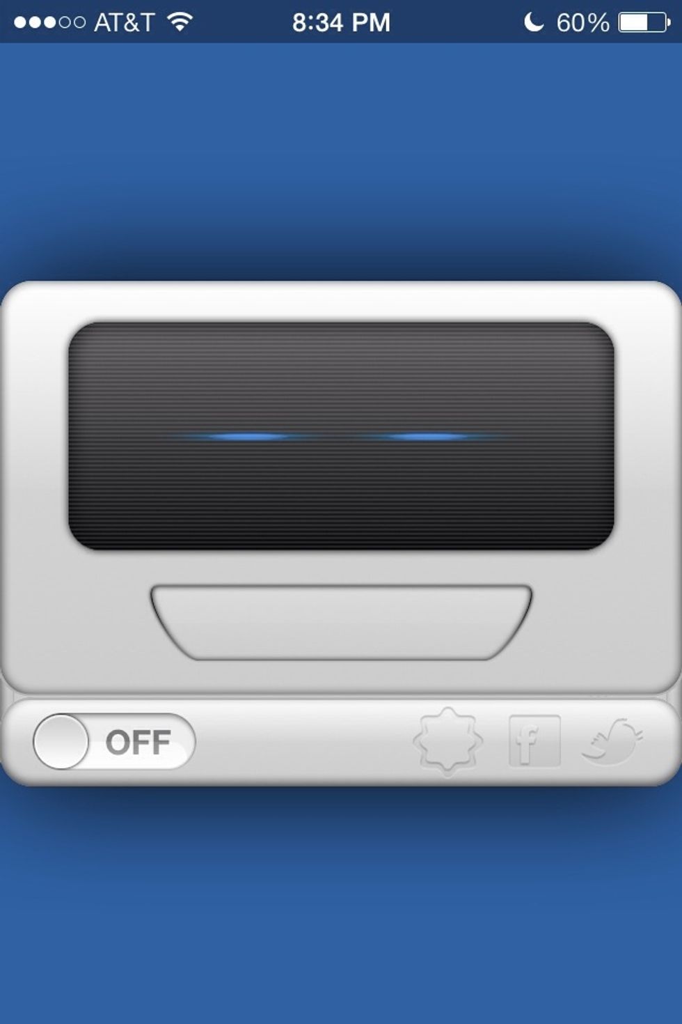 The app is like a little robot that lets you know what is being posted on your Facebook. When it's turned off it goes to sleep and says little quirky comments like "time to charge my battery".