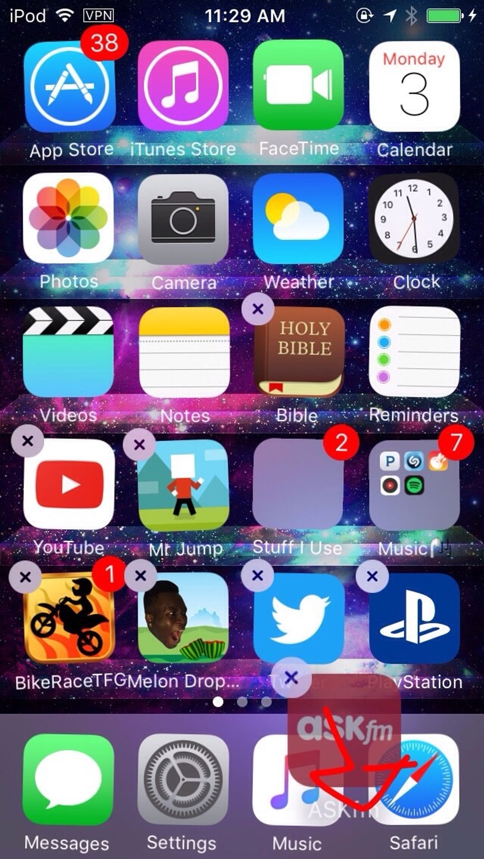The app that you had added to the corner earlier, should have now reappeared. Now just take the app you've been holding and drop it off at the app dock.