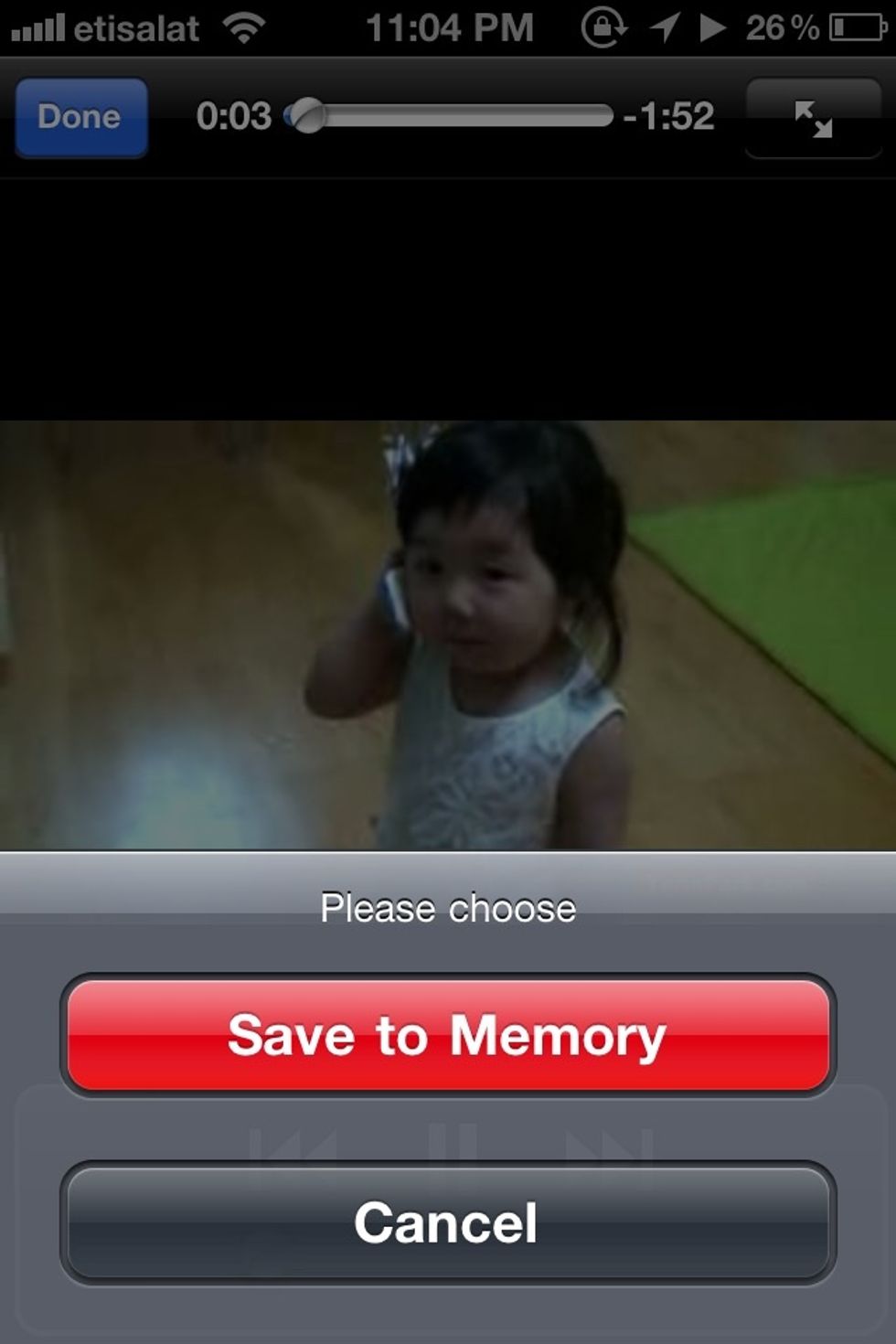 The app will prompt if you want to save it in your phone memory. Just click on the red tab