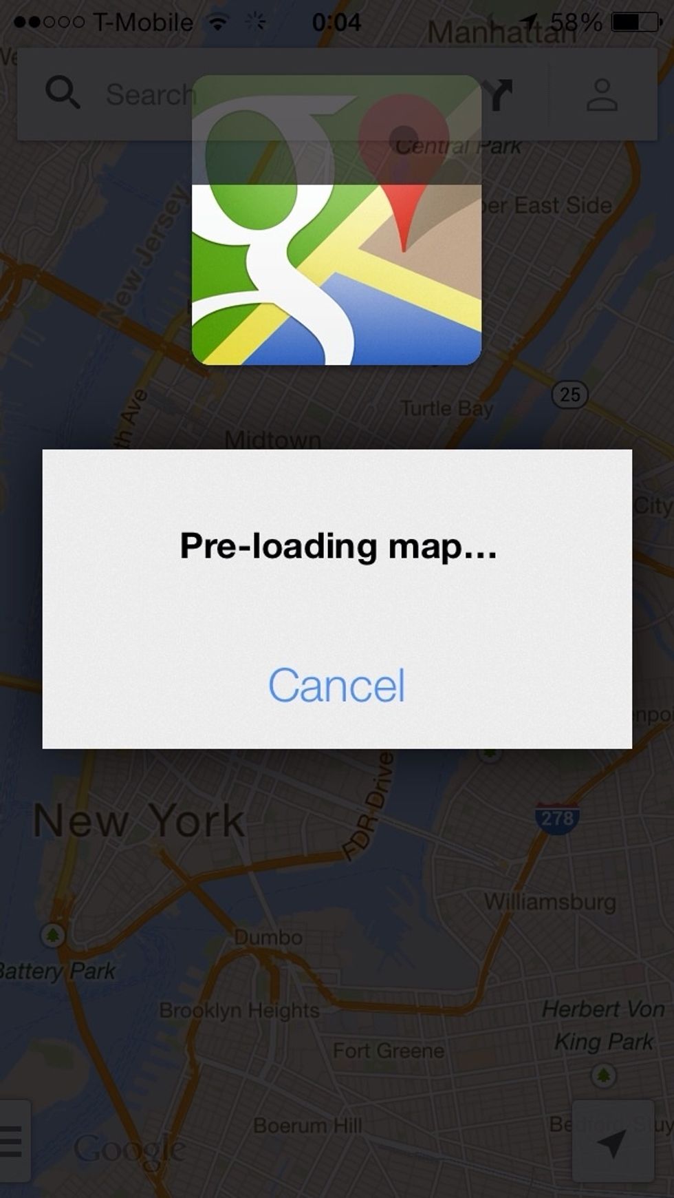 The application will tell you it's preloading the map