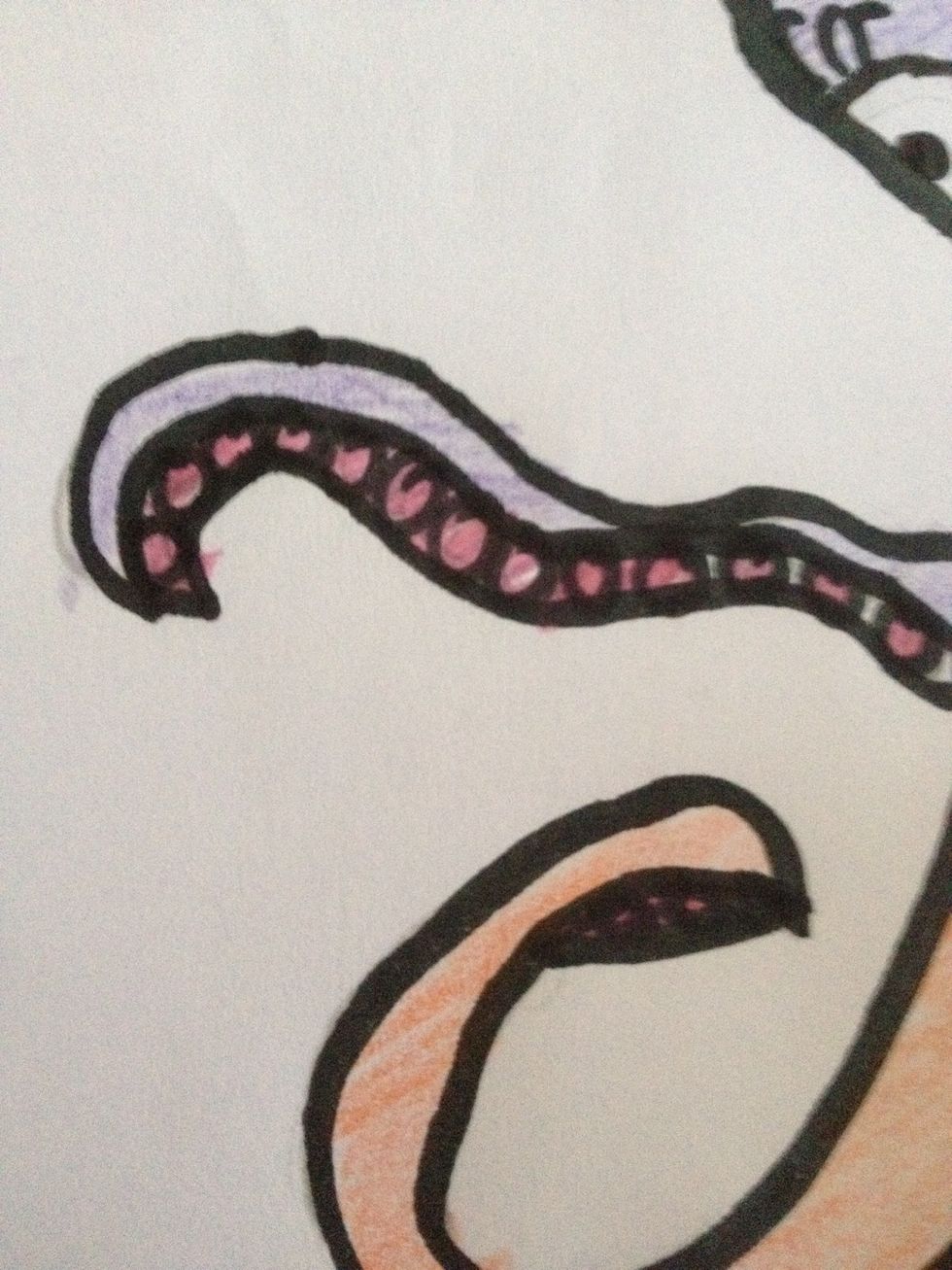 The arms, these weren't difficult for me as much as the head, so I just made a squiggle line and connected it to another squiggle line