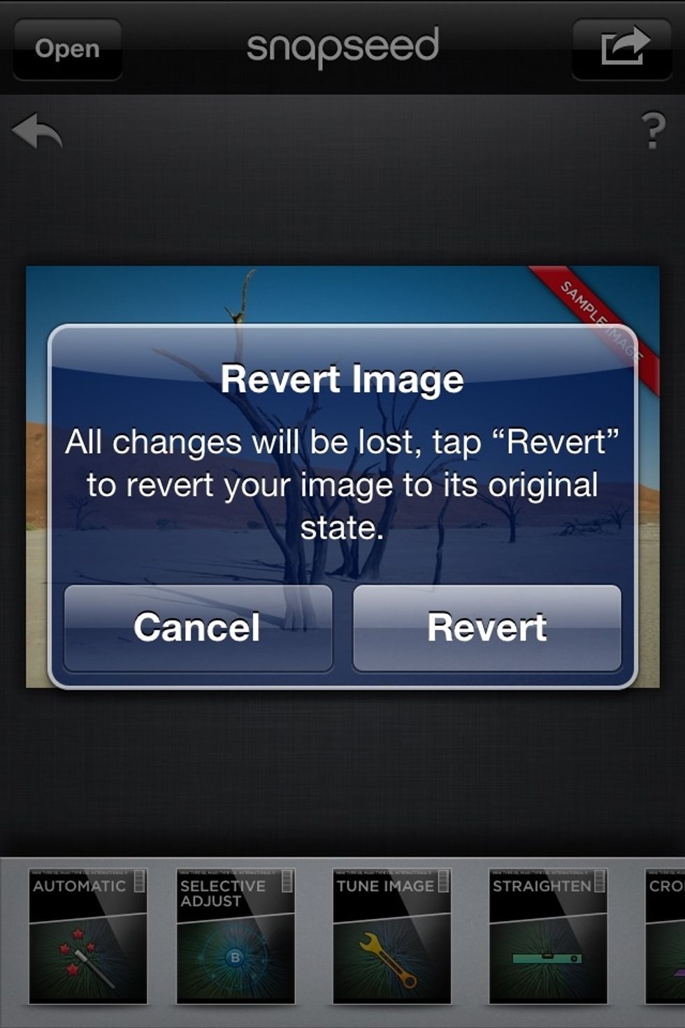 The arrow on the left side undos ALL changes to the photo.