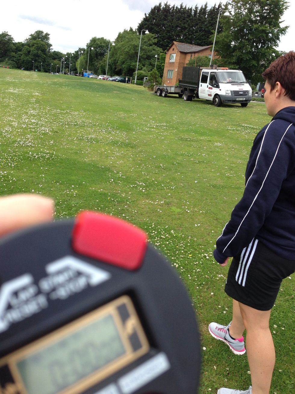 The assessor should ensure they set the stopwatch to zero and press start at the same time as they shout 'Go'.