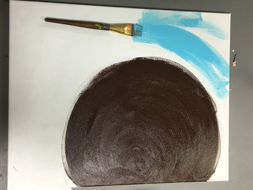 The back ground will be a mixture of blue, purple and white. Mix these colors however you want, as rough or smooth as you want.