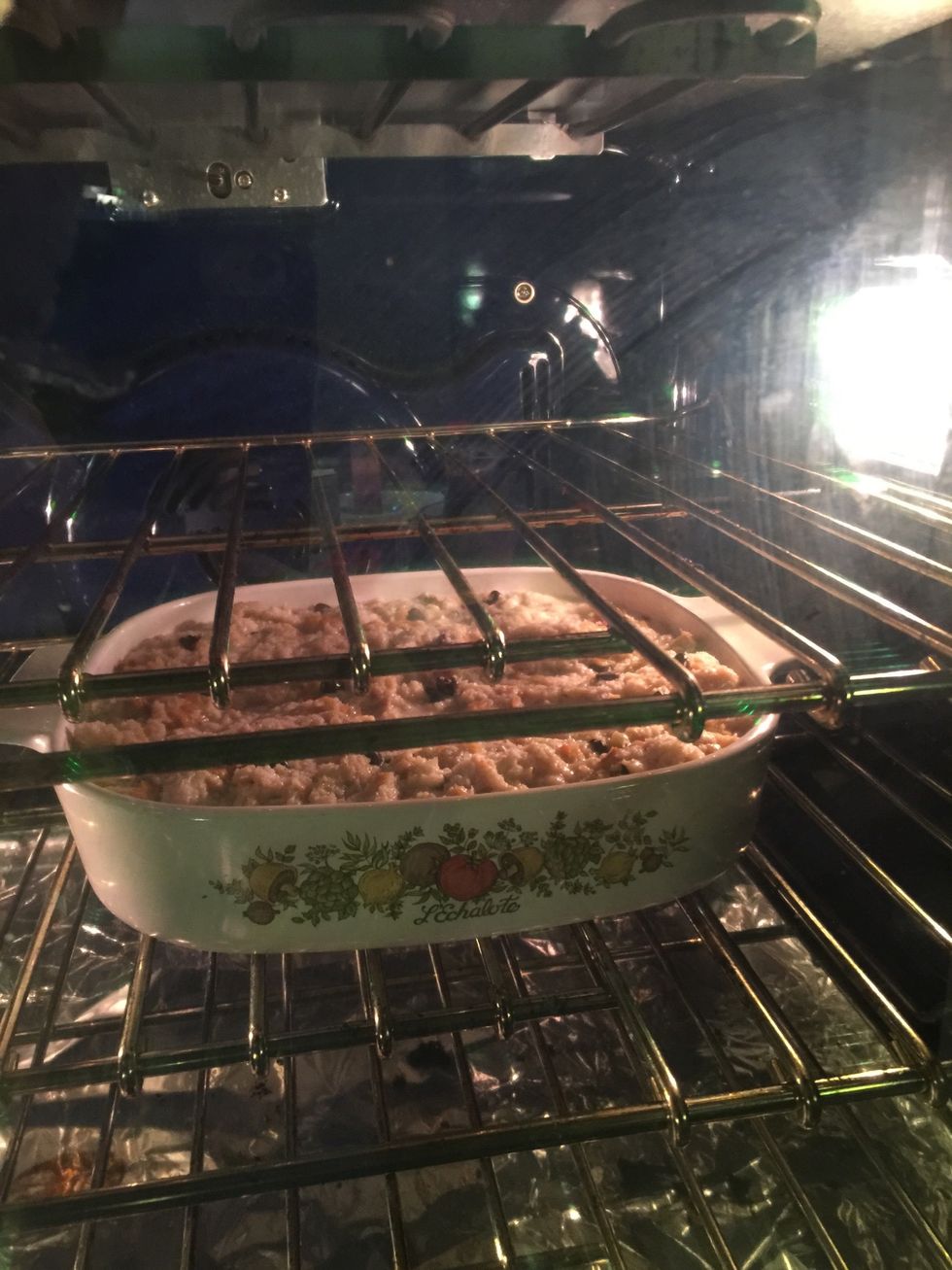 The baking time will be approximately 55 minutes to an hour and five minutes or till light golden brown.