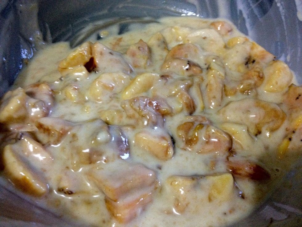 The banana and flour mixture will look like this