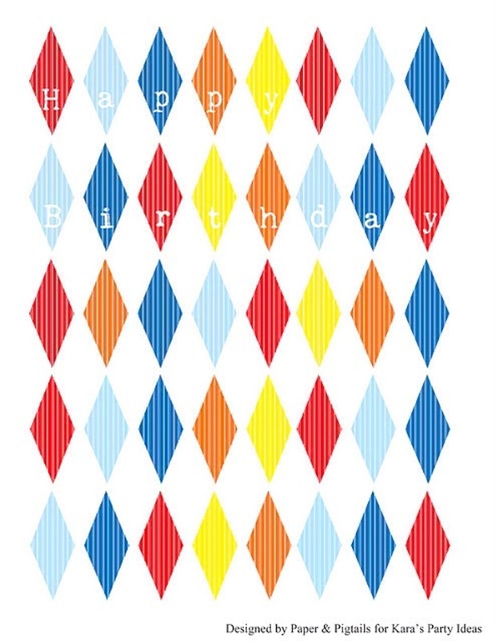 The banner template is a free printable from Kara's Party Idea blog and can be found here. http://www.karaspartyideas.com/2011/11/free-mini-cake-pennant-bunting-for.html. Print on card stock.