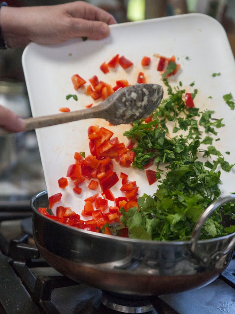 ...the bell pepper and cilantro...