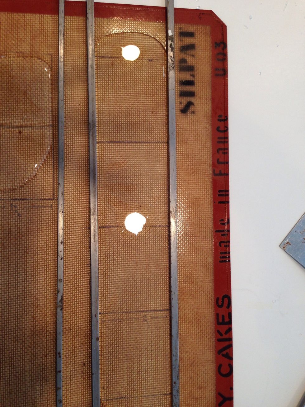 The best part of isomalt is this- you can reheat just until it melts and pour again! This time, we used bars as forms. Better idea.