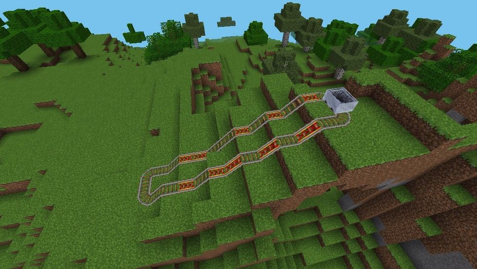 The best thing in the new update for me are the minecarts, rails and powered rails. This is just a little circuit I made.