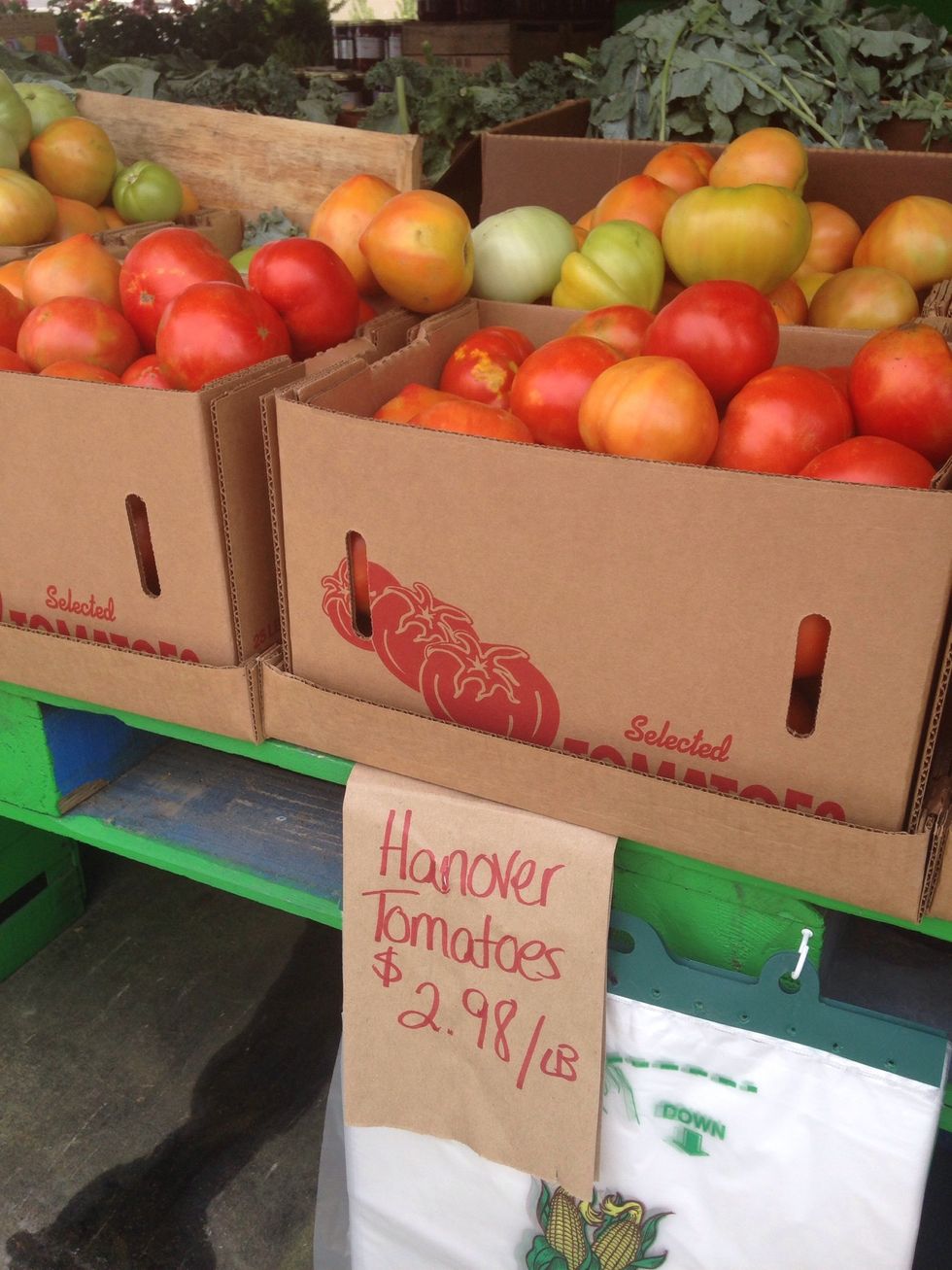 The best way to buy a Hanover tomato is from a local farmers' market, like Pole Green Produce. If you don't live in Hanover County, VA you can always use a regular tomato (but it won't be as sweet!)